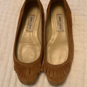 Jimmy Choo tan moccasin flats size 38 1/2